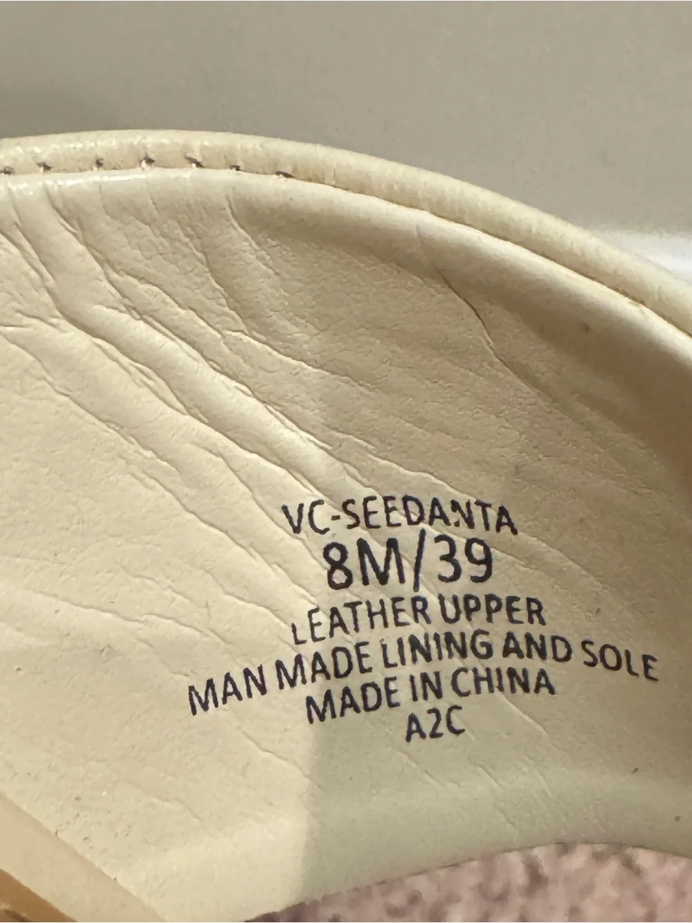 Vince Camuto Seedanta Cream Leather Block Heel Slide Sandals‎ Size 8.5